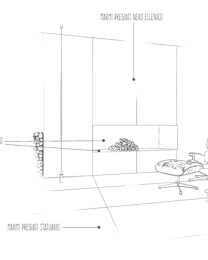 Schizzo Living linea Marmi Pregiati