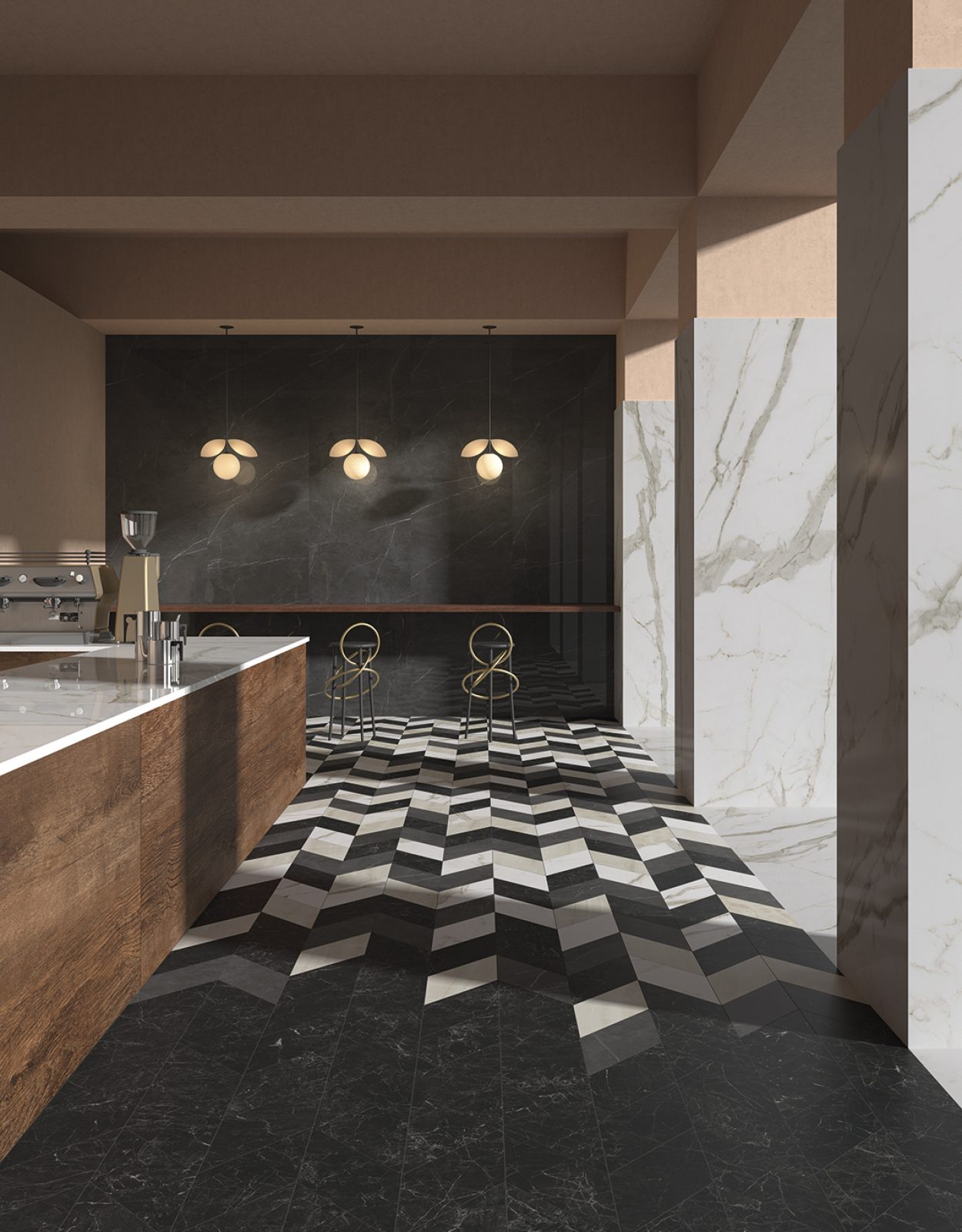 Locale - Marmi Pregiati - Pietra Grey - Nero Marquinia _Statuario